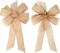 1 Pcs 10 x 20 Inch Big Bow Burlap Ribbon with Natural Jute Rustic Wreath Ribbons and Bow Use Wrapping, Party Decoration (Linen)